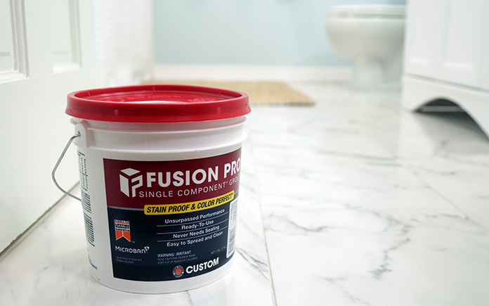 Fusion Pro, pictured close up, on a faux marble tile floor