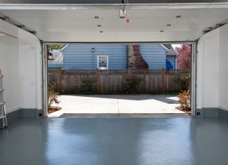 Stained concrete garage floor