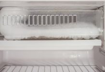 Freezer with ice buildup
