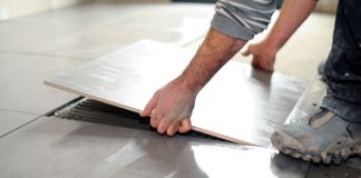 Installing ceramic tile flooring over vinyl flooring