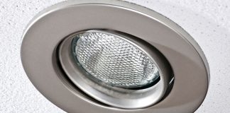 Recessed light, seen in extreme closeup
