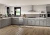 View of modern kitchen, featuring Worthington grey shaker cabinets from Cabinets To Go