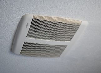 New Broan-NuTone bathroom vent fan with Sensonic technology, newly installed in a Palmdale, California home.