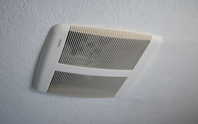 New Broan-NuTone bathroom vent fan with Sensonic technology, newly installed in a Palmdale, California home.