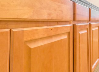 Kitchen cabinets with shiny varnish