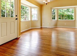 Shiny wood floor in an empty room