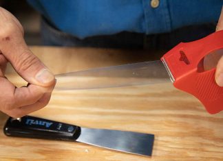 In a Simple Solutions segment of Today's Homeowner, Joe Truini demonstrates how to use packaging tape to make cleaning your putty knife much easier.