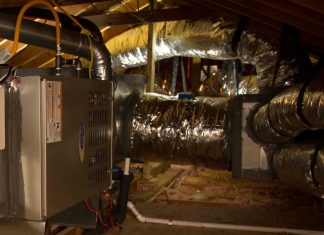 HVAC ductwork in an attic