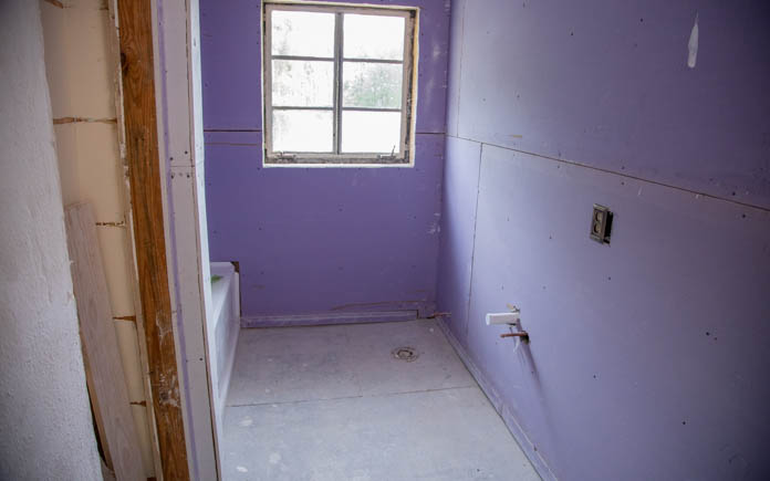Purple drywall for Chelsea's house