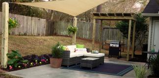 Concrete patio with shade sail