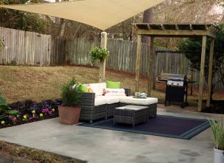 Concrete patio with shade sail