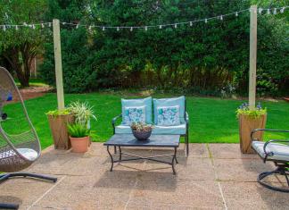 “Today’s Homeowner” co-host Chelsea Lipford Wolf's patio with plant posts filled with concrete