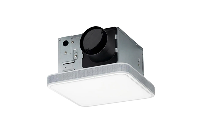 The HOMEWERKS 110 CFM LED Ceiling Mounted Bathroom Exhaust Fan with Alexa Voice Assistant and Bluetooth Speakers