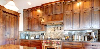 Kitchen with pine cabinets