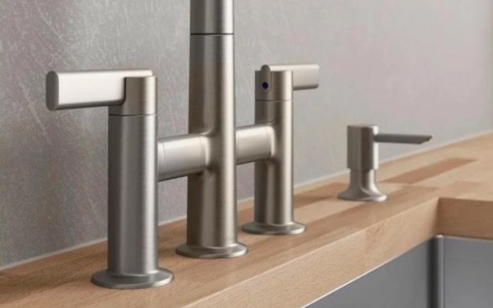 Kohler Otira 2-Handle Bridge Pull-Down Kitchen Faucet handles