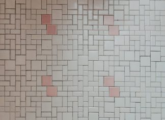View of old ceramic tile