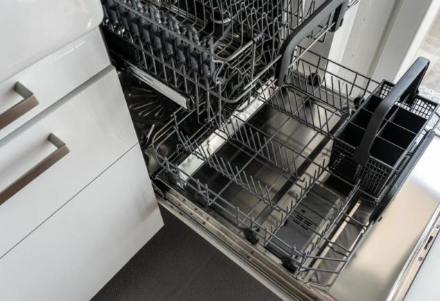 Open dishwasher in kitchen