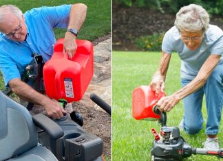 Senior citizens fill SmartControl Scepter fuel containers.