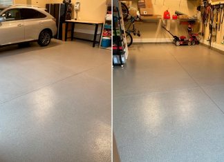 Garage floor with Terrazzo stone coating