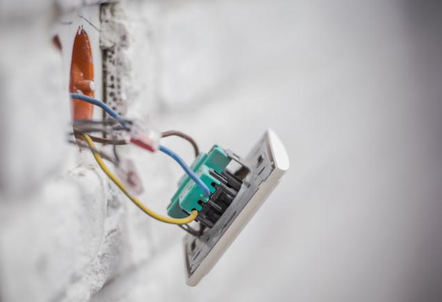 Electric outlet with wires exposed