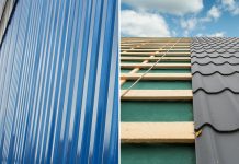 Split aluminum siding and metal roof installation