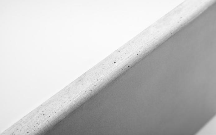 Concrete countertop on white background.