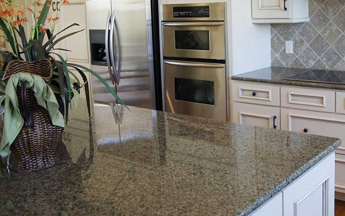 Countertop resurfaced with LuxRock coating from Daich Coatings