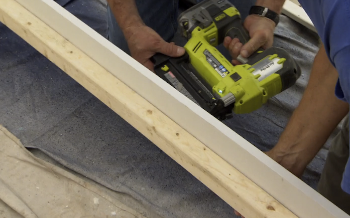 The nail gun nailed the front skirt to the bed