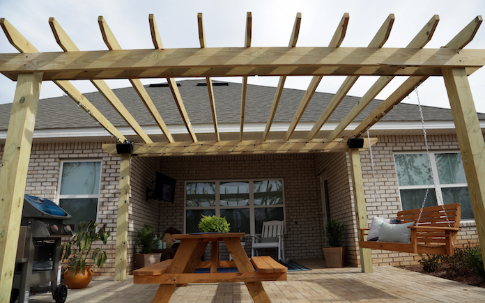 Pergola with no roof over patio.