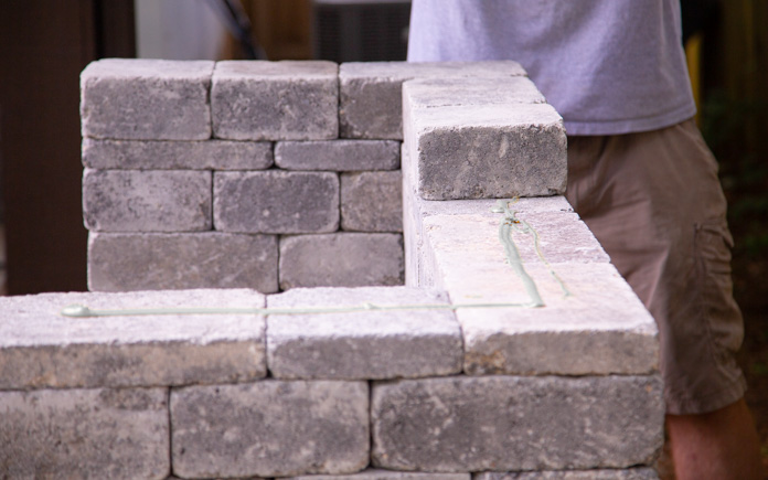 Rumblestone fireplace blocks with adhseive