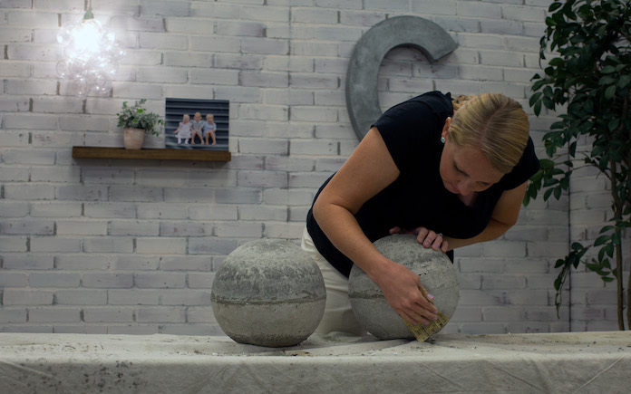 Chelsea Lipford Wolf sanding concrete garden ball