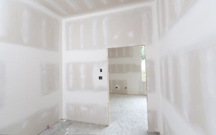 Fresh drywall in the interior of the house