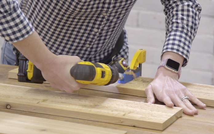 Drilling pocket holes into a board