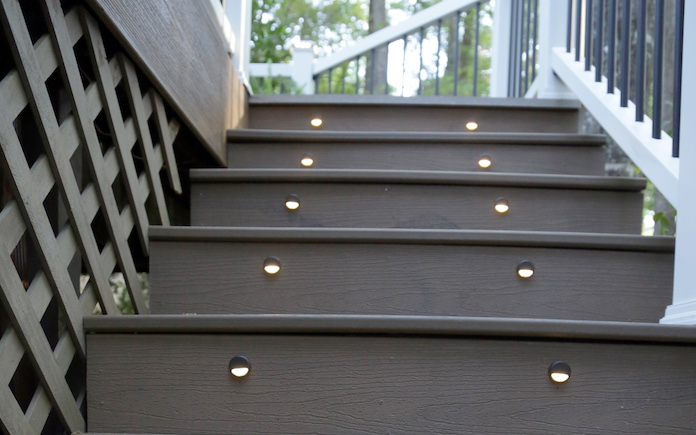 Trex Stair Riser Lights add security and beauty at night.