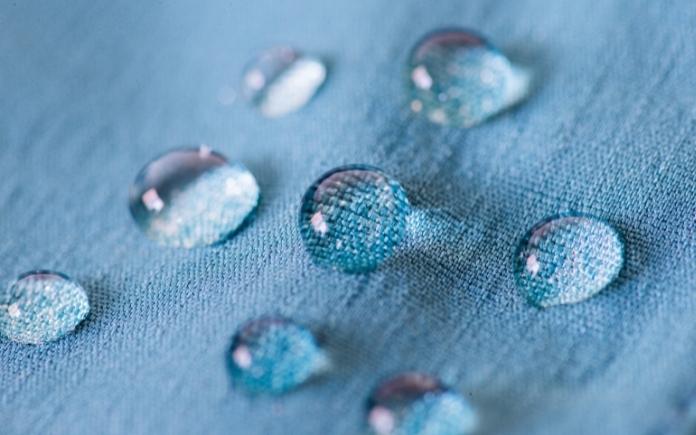 Water droplets on water-repellent fabric