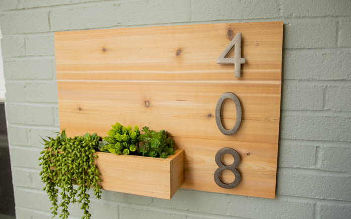 House number wall planter box