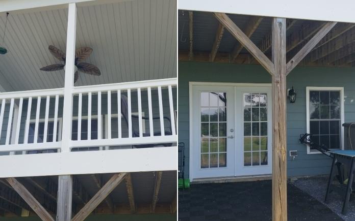 Split screen of an elevated porch
