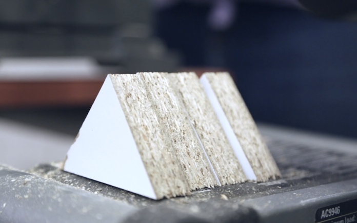 Triangle cuts of melamine board