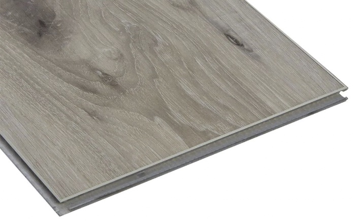 Close-up of Lifeproof waterproof high-traffic luxury vinyl flooring with underlayment