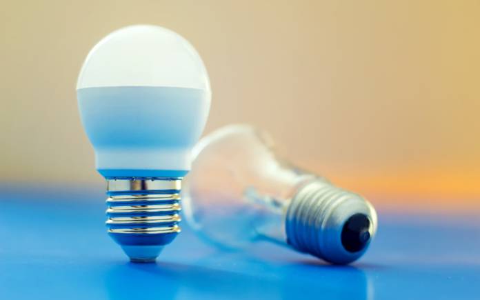 LED light bulb next to an incandescent  bulb
