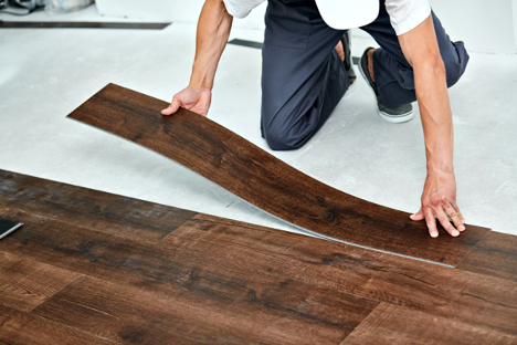 Vinyl plank flooring will snap in without the use of adhesives or fasteners.